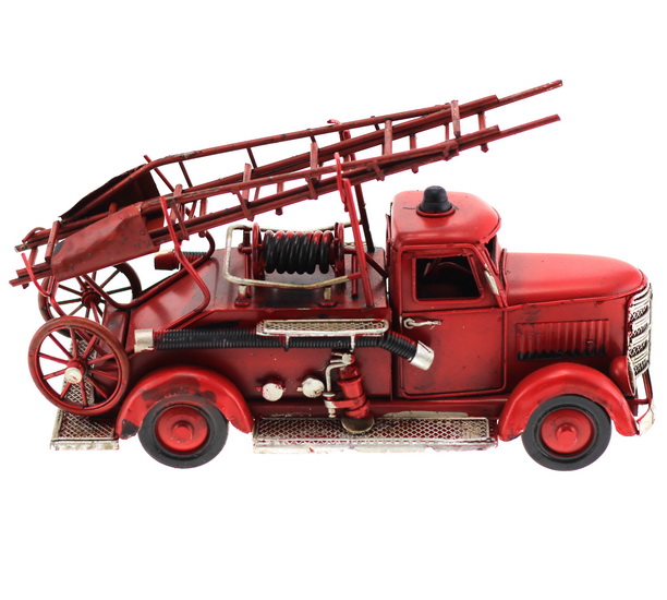 Camion De Pompier GF Fischer à Dérouleur à Tuyau - Jouet En Tôle Vers 1925 - Rare