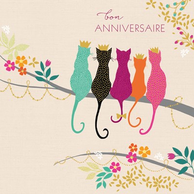 Joyeux Anniversaire 5 Chats Sur Une Branche Or Archambault