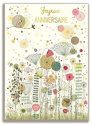 Carte géante Joyeux anniversaire Fleurs des champs