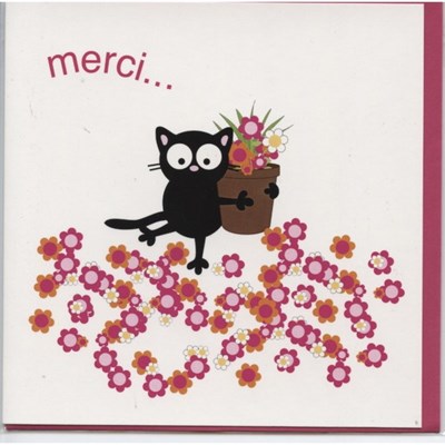 Merci Chat Noir Avec Fleurs Archambault