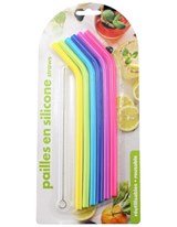 Ens. De 6 pailles silicone & brosse