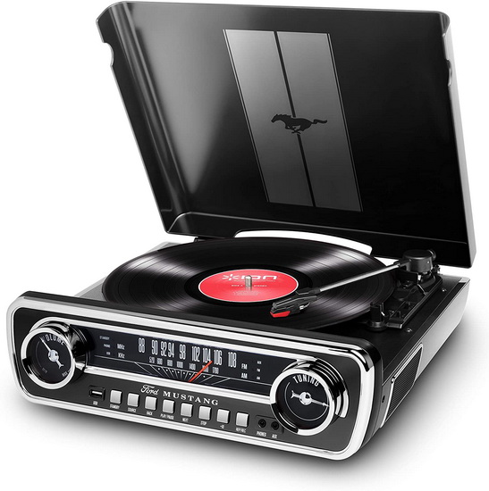 Portable Mustang Ford Audio ION Stereo Mustang Audio ION FORD ポータブルプレーヤー Bluetooth YouTube - S Retro Stereo ポータブルプレーヤー