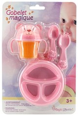 Ens. jus d'orange magique, couvert et assiette